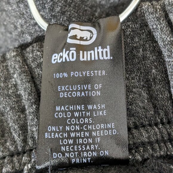ECKO UNLTD FLEECE JOGGER PANTS MEN'S WITH POCKETS SIZE L GREY RHINO LOGO PRINT - Picture 7 of 12